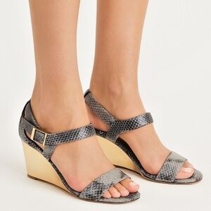 Jimmy Choo Snake Print Wedge Sandals Gold Heel EU 36 / US 6 Made in Italy